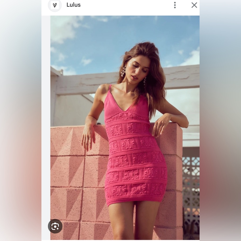 Lulus pink crotchet dress